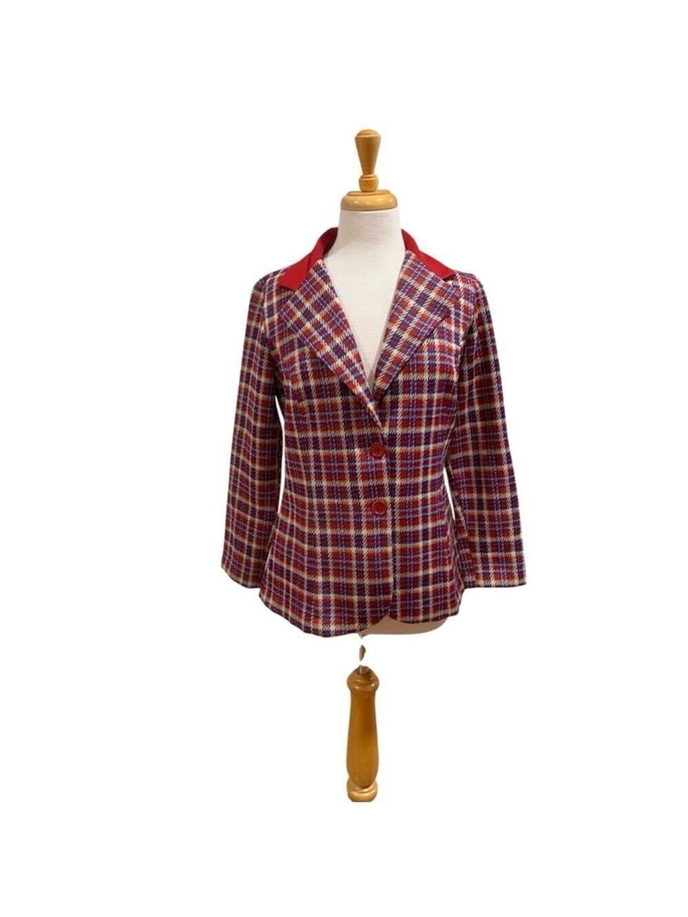 Vntg 70’s Women's Sears Plaid Blazer w/red pants sz 14